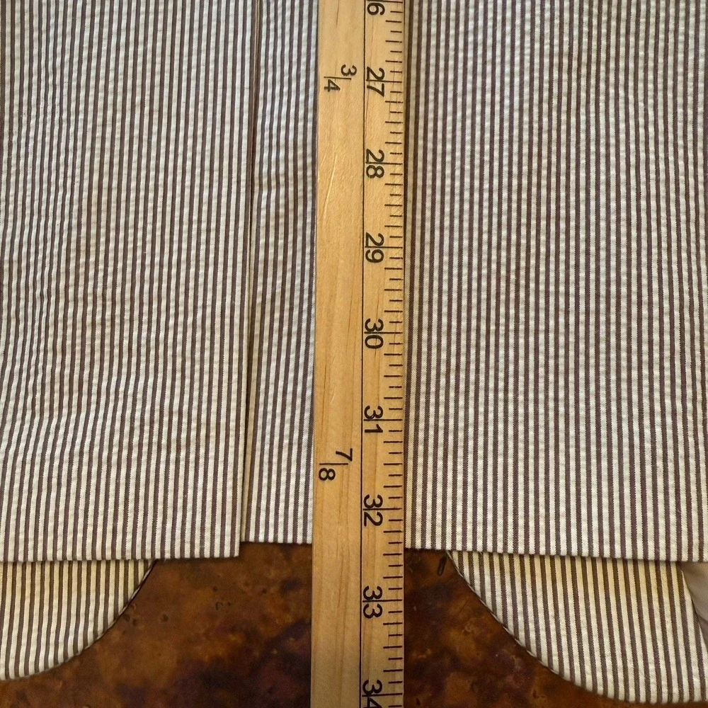 Chaps‎ Men's Seersucker Blazer 46L Brown Stripe Cotton Summer Sport Coat Preppy